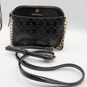 Nanette Lepore Black Crossbody Bag with Gold Chain, Strap Accents